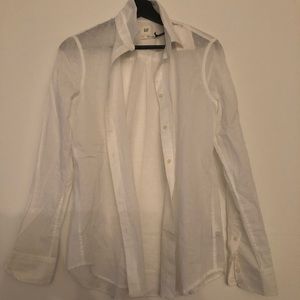 GAP White Fitted Boyfriend Shirt